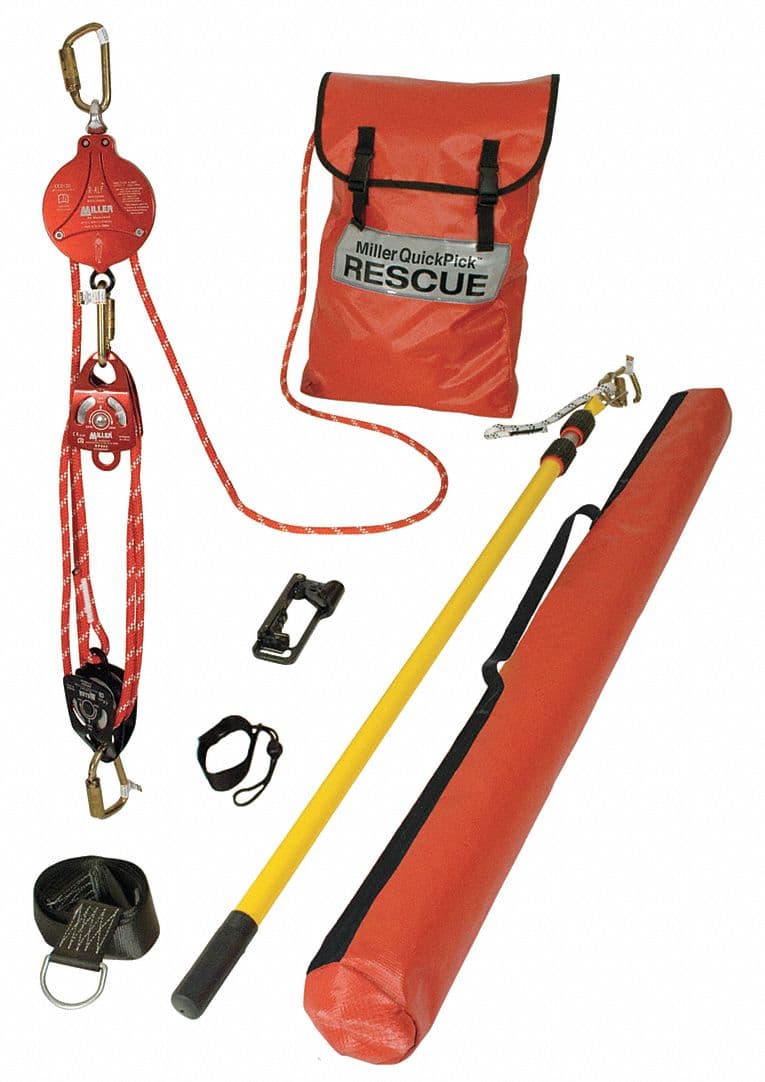 HONEYWELL MILLER Rescue System: Lower/Raise, D-Ring, Carabiner, 25 ft Max Working Lg, Red, Polyamide